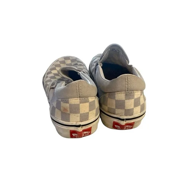 Vans Classic Slip-On Checkerboard Gray & White Shoes Unisex Size Women 7.5 - Picture 4 of 9